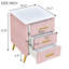 Table de chevet rose rembourrée avec 3 tiroirs et 3 pieds en métal avec pieds-1455158005
