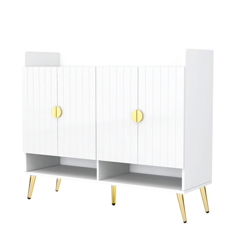 Shoe Cabinet with Doors and Adjustable Shelves,Modern Wooden Shoes Shoe Storage Organizer, White