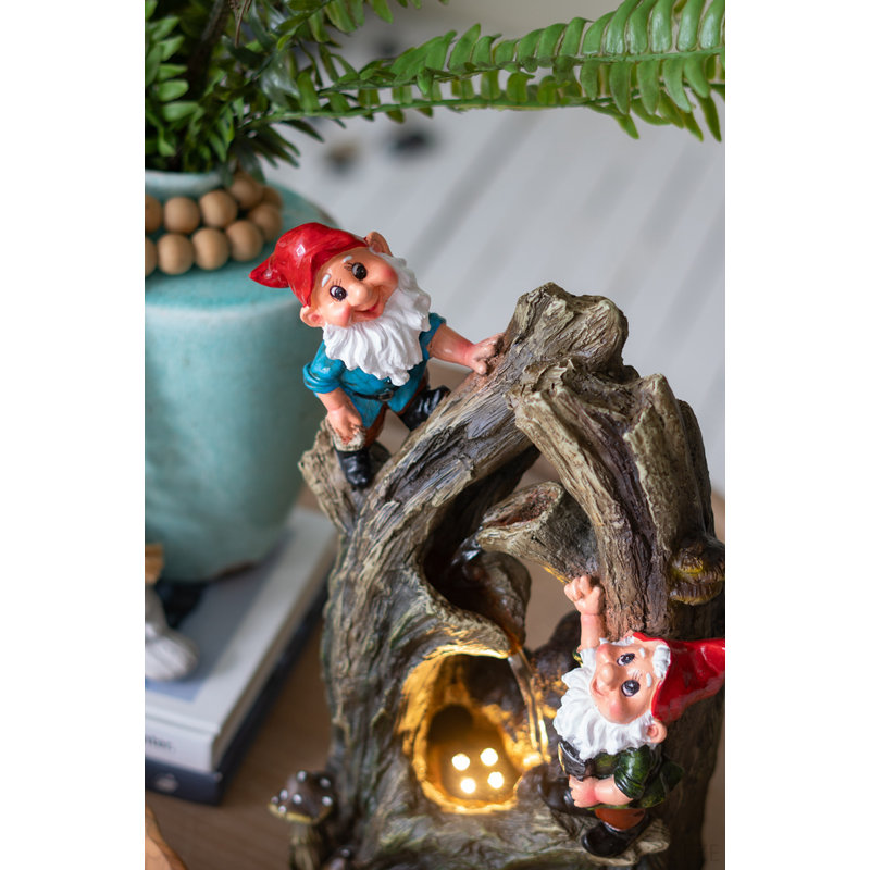 8.3X4.7X13.8" Decorative Woodland Gnome Water Fountain With LED Light