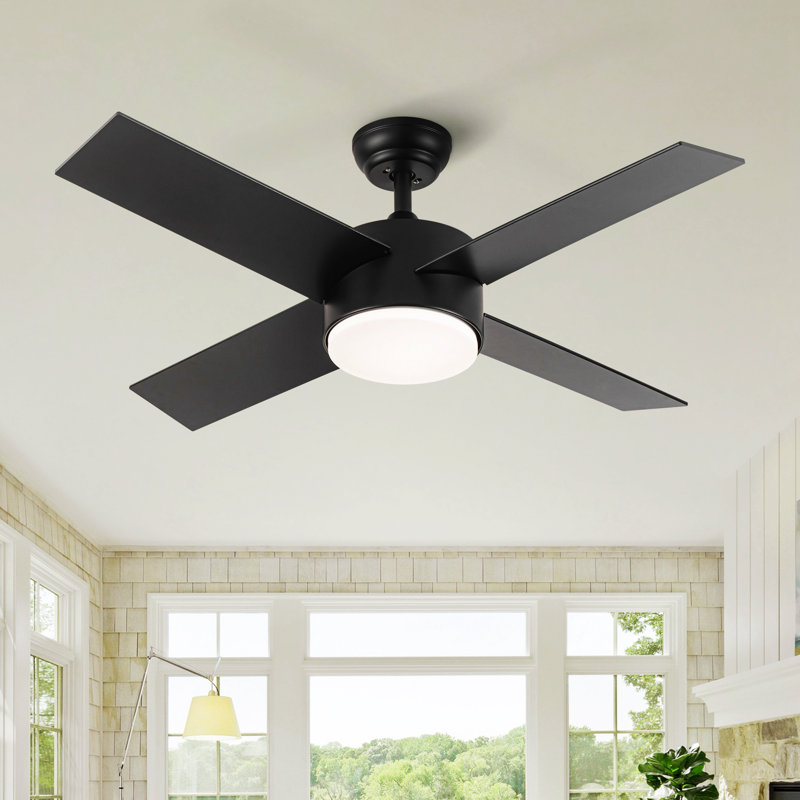 Ventilateur de plafond à DEL avec télécommande et ensemble d'éclairage inclus, Noir