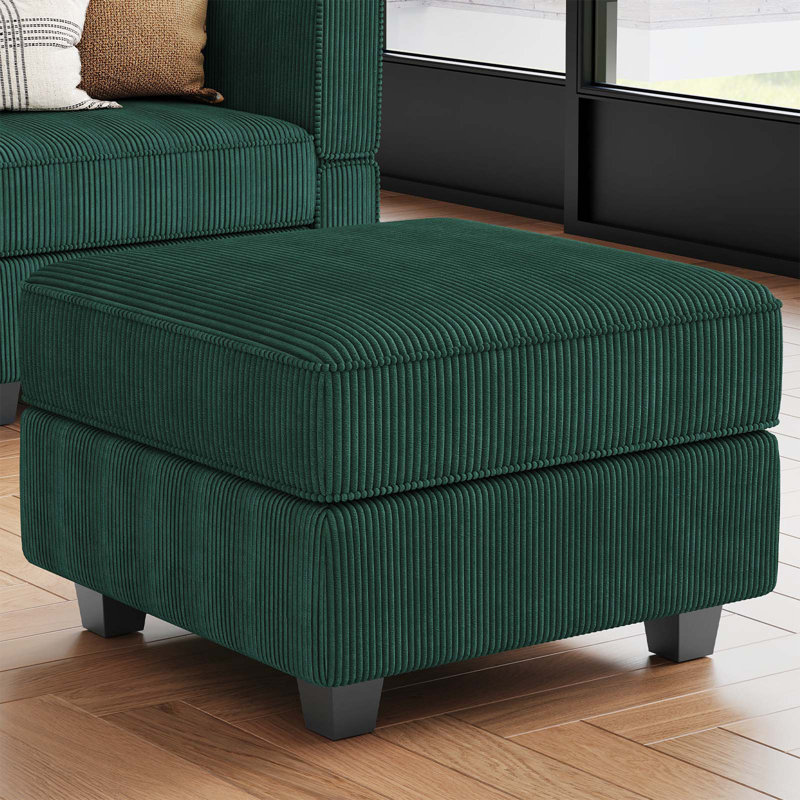 Nairoby 26.4'' Wide Upholstered Storage Ottoman Footstool Module Part for Sectional Sofa, Green Corduroy