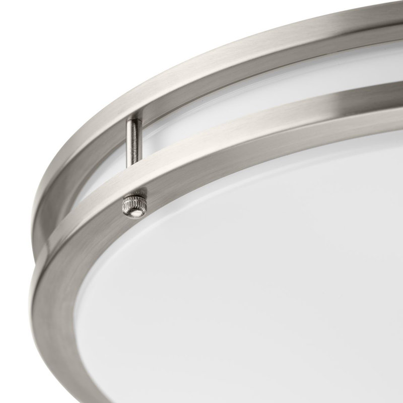 Plafonnier encastré 5 lumières, Nickel brossé, H 3,2 po x l 17,7 po x P 17,7 po