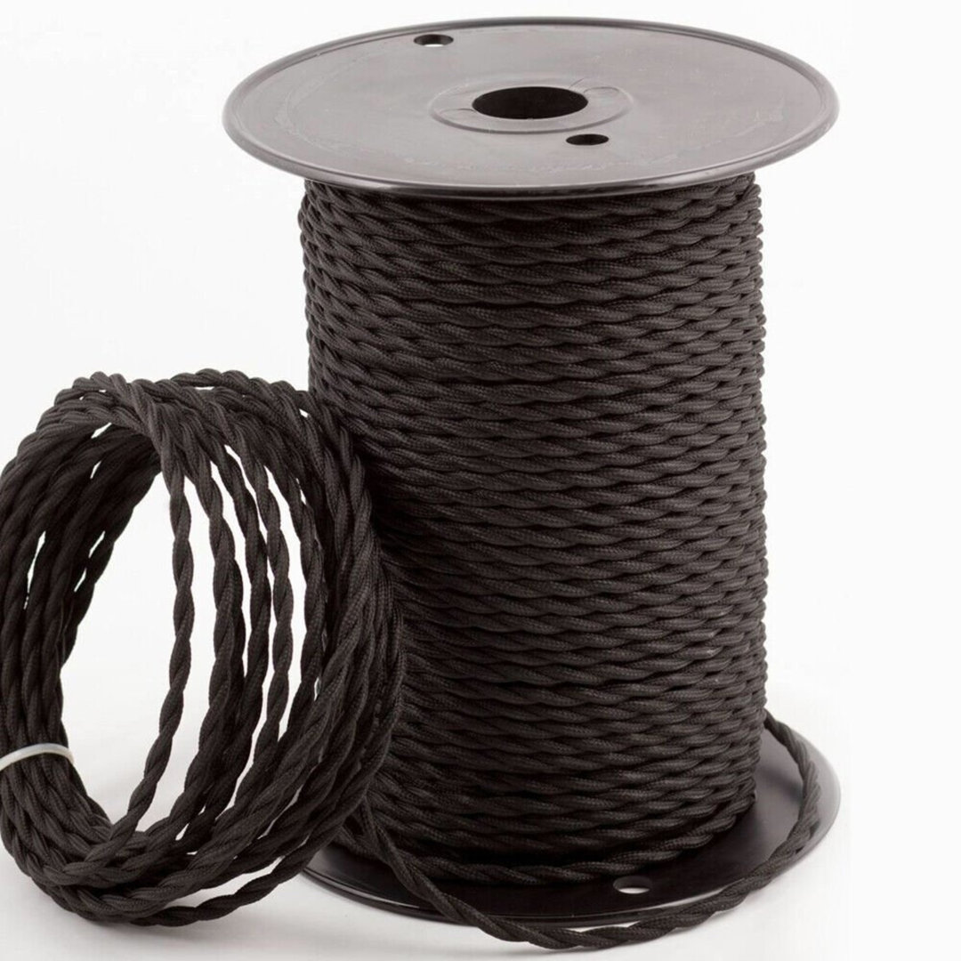 2Core Twisted Vintage Coloured 0.75Mm Braided Fabric Flexible Electrical UK Lighting Wire Cord / Cable