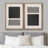 Geometric Line Mid Century Spiral & Solid Square Block Polygons Abstract Modern Minimalist On Canvas 2 Pieces Print-92285729-92285727