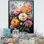 Zinnias Burst avec un pinceau féroce sur toile