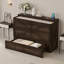 Lit escamotable Queen Size de style ferme avec station de recharge, lit plateforme pliable et grand tiroir de rangement, mobilier pour chambre d'amis et petite chambre, gris rustique