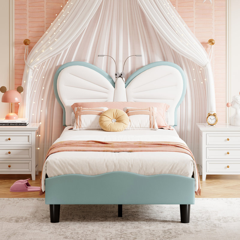 Upholstered Bed, European Single (90 x 200 cm), Blue