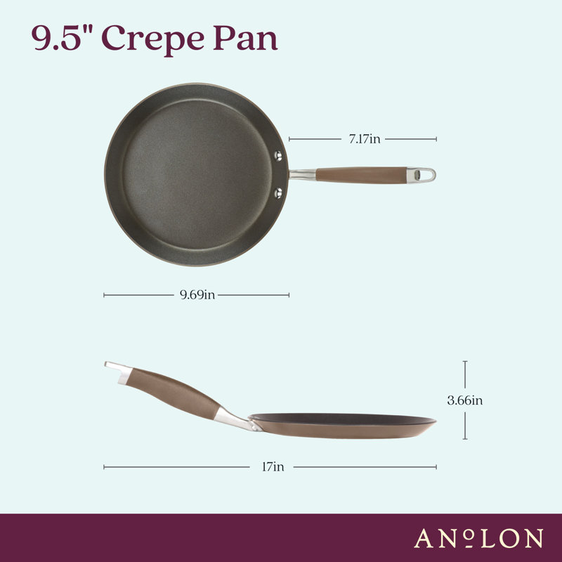 Anolon Advanced Home Hard Anodized Nonstick Crepe / Pancake Pan, 9.5 Inch, Brown