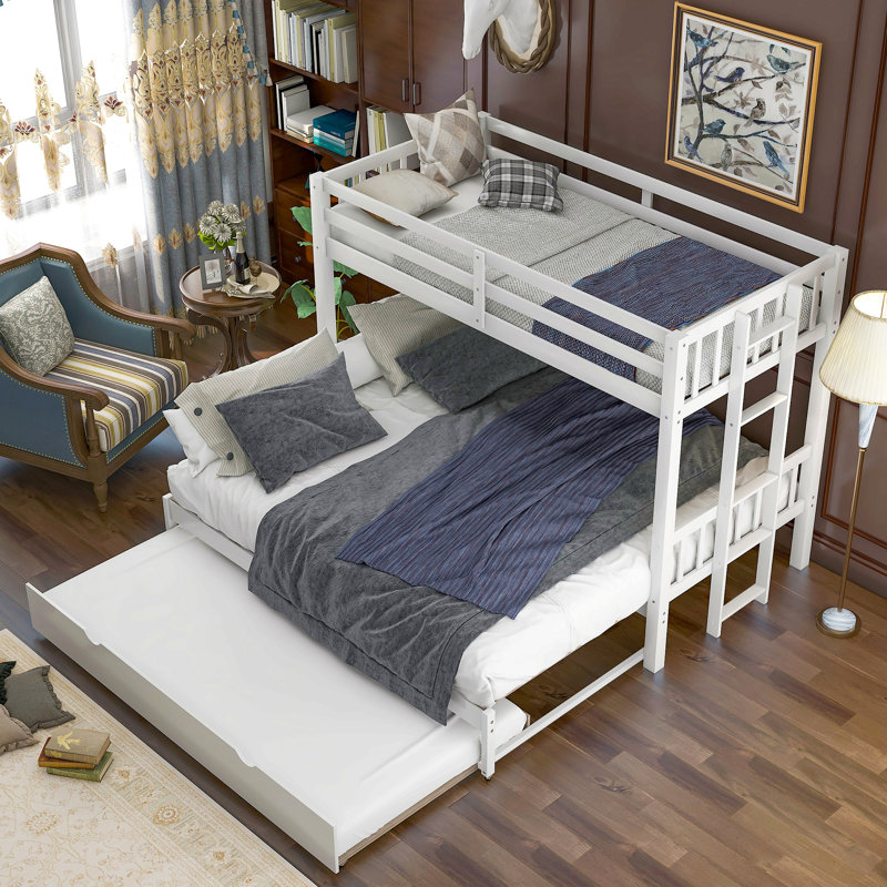 Twin Over Pull-Out Bunk Bed With Trundle, White
