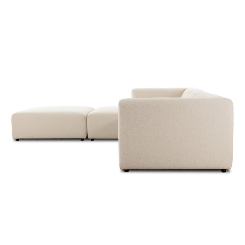Lawndale 3PC LAF Sectional W/ Ottoman-Saxon Charcoal, Left Hand Facing, Fayette Cloud Polyester Blend