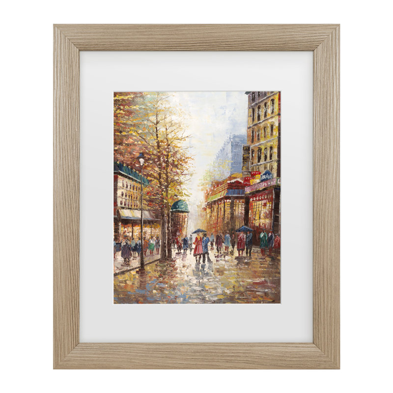 «French Street», art encadré par Joval, H 23,5 po x l 19,5 po x P 0,75 po, Argent
