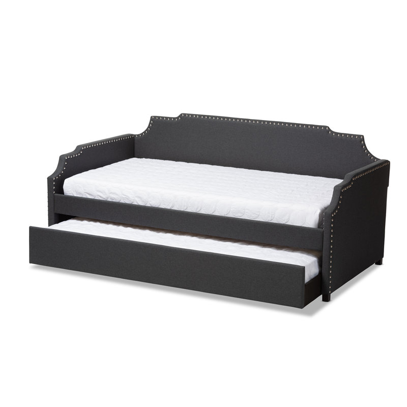 Lit de jour simple avec couchette Millbury, Gris anthracite