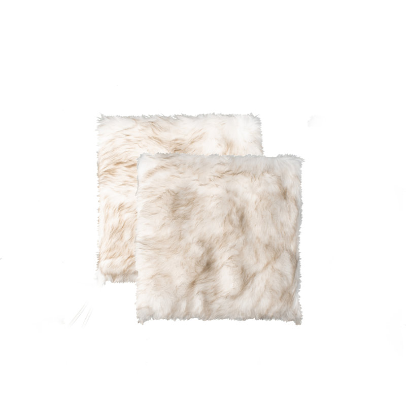 Laredo Faux Sheepskin Fur Seat Cushions 17" x 17", Gradient Tan