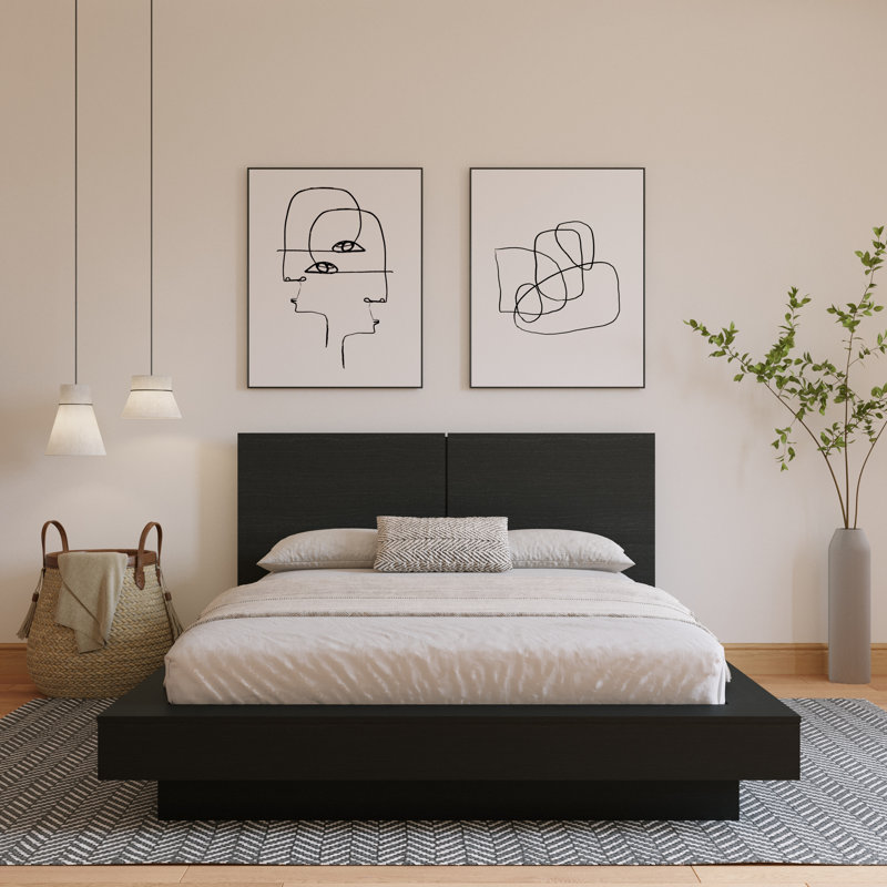 Napa Platform Bed with Headboard, Queen, Black