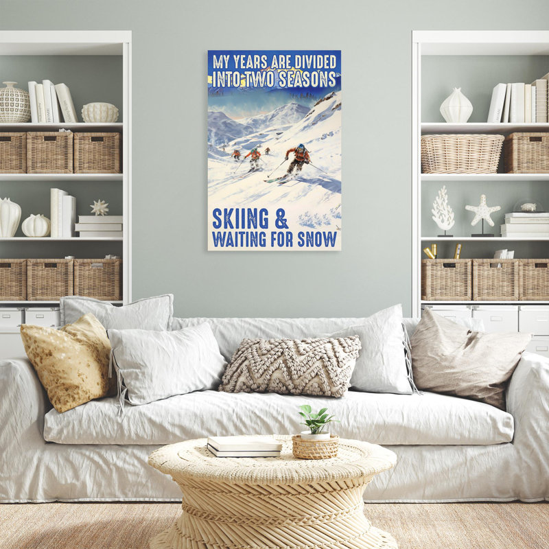 «Alyis Skiing and Waiting For Snow - 1 pièce», reproduction d'art graphique sur toile tendue, L 11 po x H 14 po