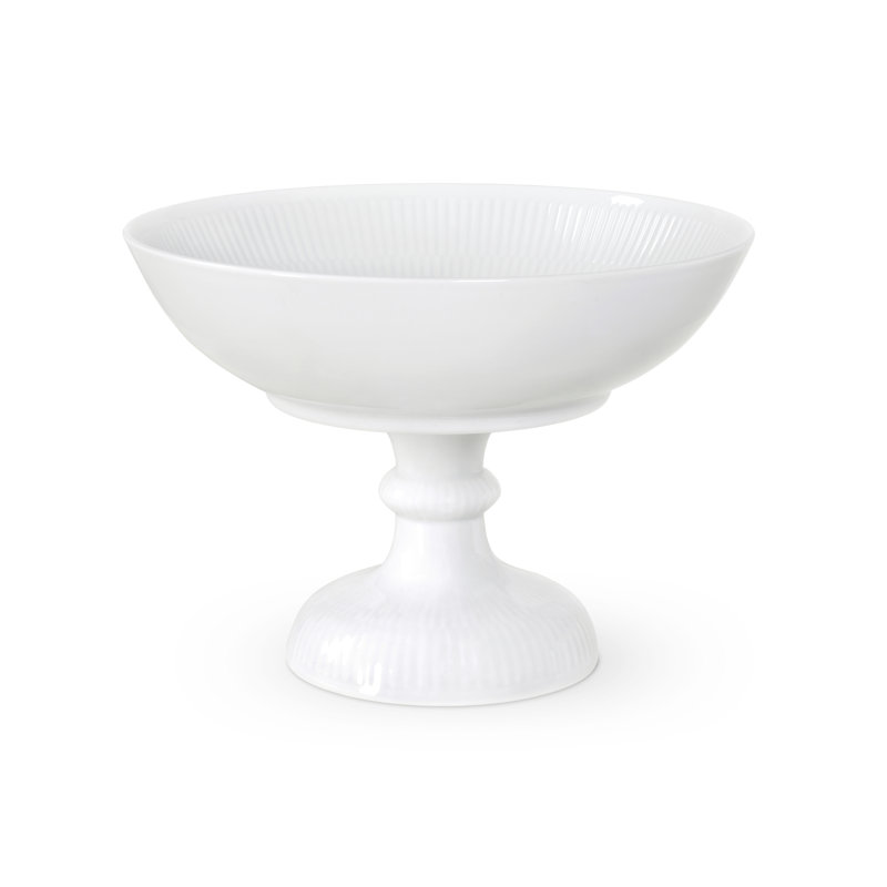 White Fluted Bowl on High Foot 5.91"