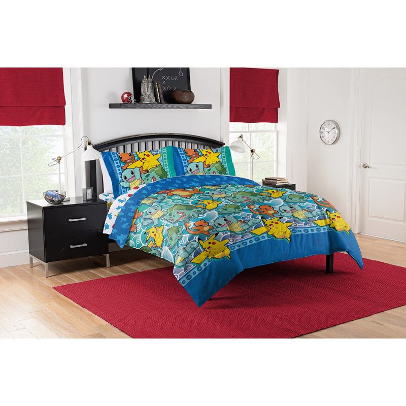 Pokemon Bedding Set in a Bag, Ensemble d'édredon double et 2 taies d'oreiller
