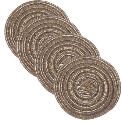 Ensemble de napperons ronds tressés 4 pièces pour tables de salle à manger