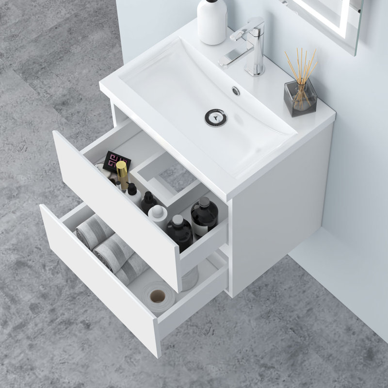Corelle 500mm Single Bathroom Vanity with Drop In Ceramic Basin, White