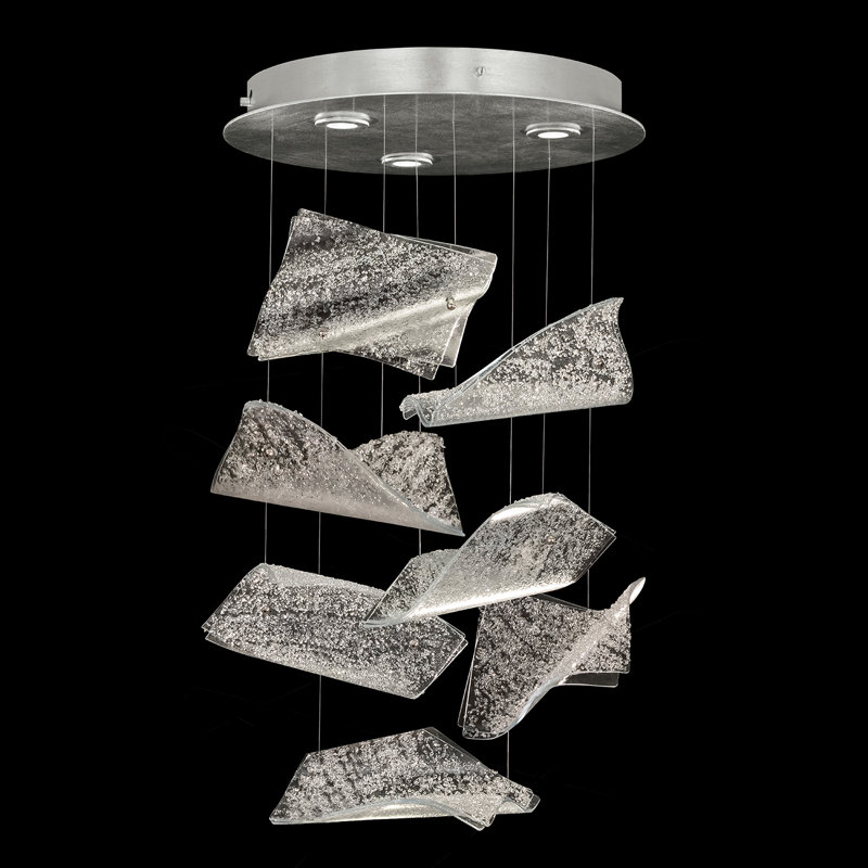 Luminaire suspendu géométrique unique à DEL 3 lumières Elevate, Argent, Argent