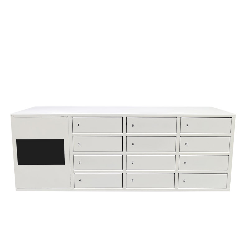 FixtureDisplays@ 25.9" x 9.1" x 10.4" Touchscreen Secure Cellphone Locker System with Restricted Access 110V outlet Per Slot 10210-WHITE