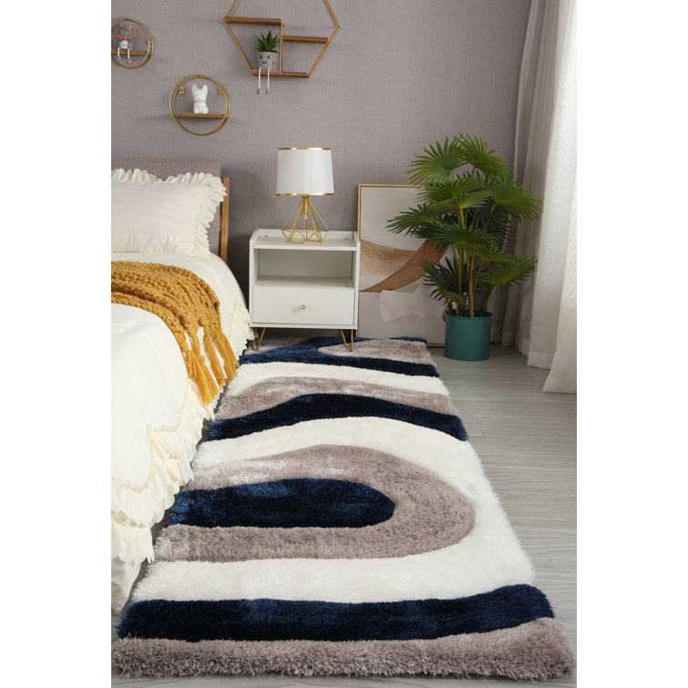 Thionville Shag Blue/Grey/White Shag Area Rug