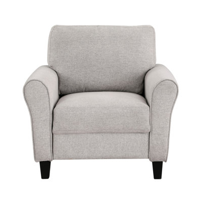 Sand Color Textured Fabric Living Room Chair, Transitional Style, Solid Wood Construction, Foam Padding With Pocket Coils, Attached Back And Seat Cushions Hued Upholstered Traditional Design, Frame,