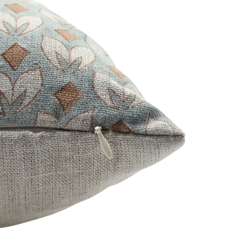Coussin décoratif en lin imprimé à la main par Fabcline, Carré, H 22 po x l 22 po