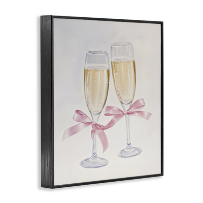 Giclée encadrée de verres à champagne Chic Bow, design par Arlington Prints