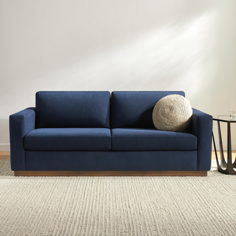 Hite Modern Sofa, Navy Blue 100% Polyester