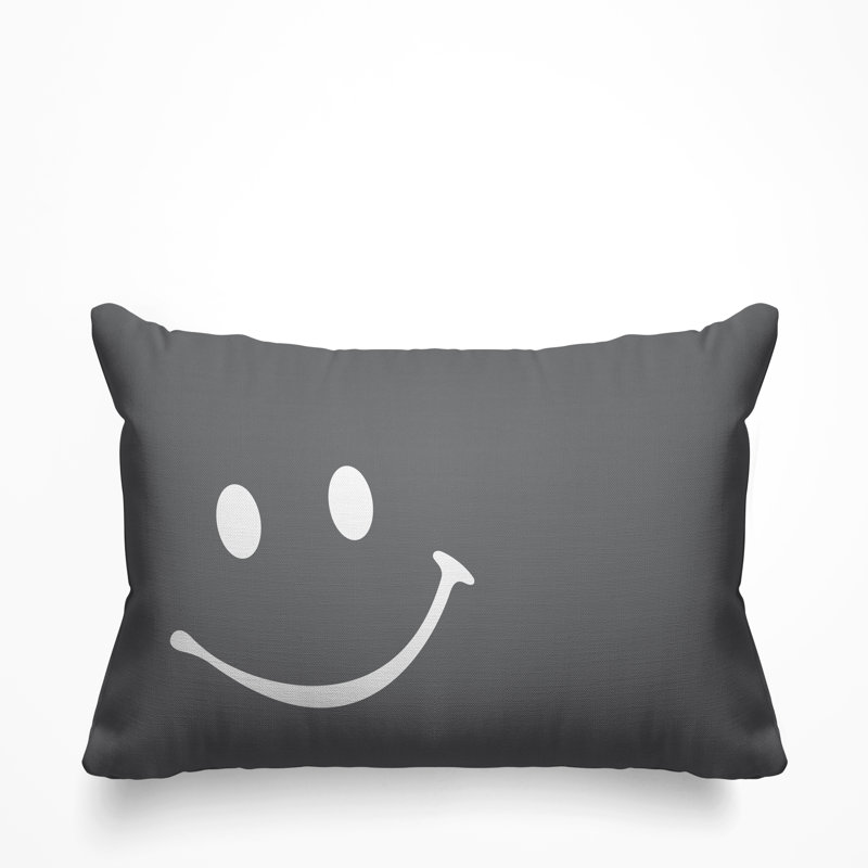 Housse et insert de coussin rectangulaire Sweet Sweet Smiley Face, Gris