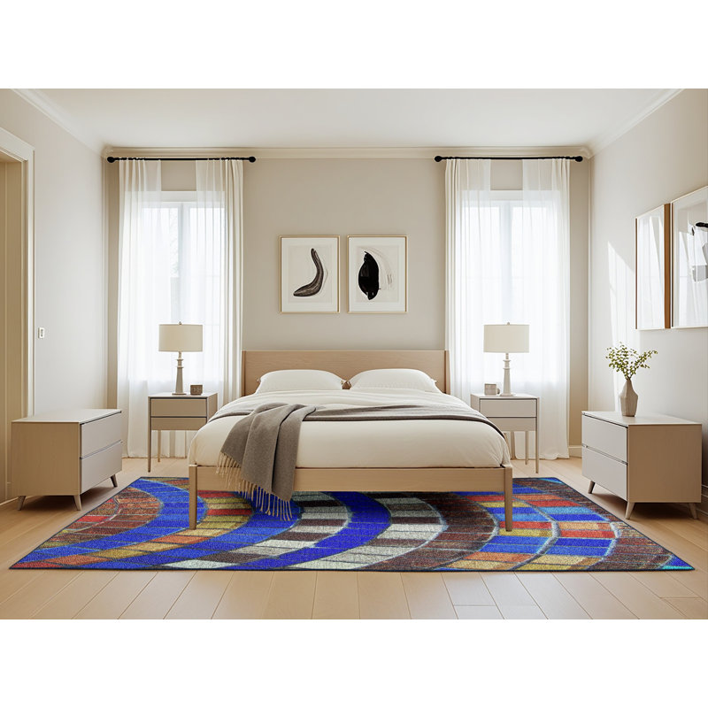 Tapis mauve/brun tissé à la machine, Rectangle 5 pi x 8 pi