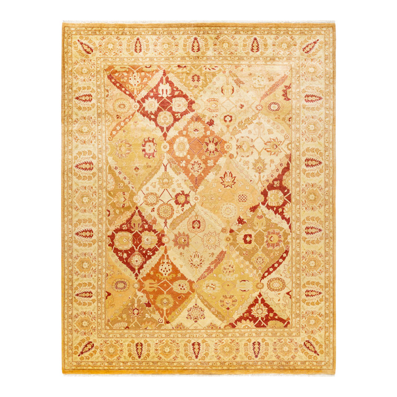 Tapis unique rouille / beige noué à la main Shiffa 8 pi 2 po x 10 pi 5 po