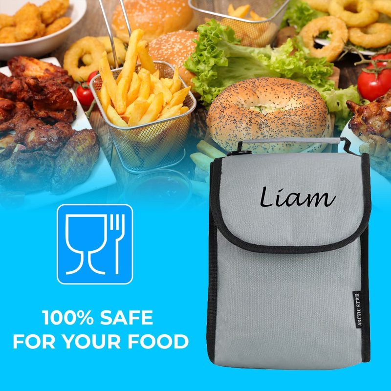 Sac à lunch personnalisé pour enfants - Boîte à lunch pour filles et garçons - Sacs isothermes réutilisables - Boîte-repas en polyester robuste pour enfant avec nom personnalisé - Idéal pour les pique-niques scolaires et les voyages