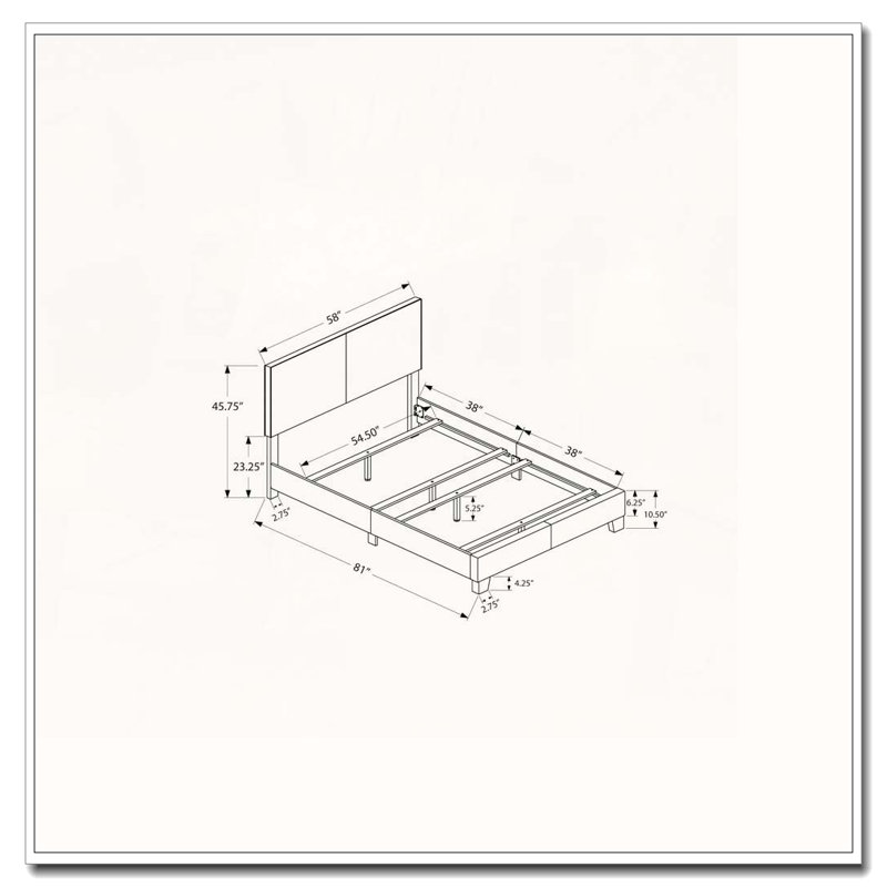 Lit plateforme tapissier en similicuir, Complète, Brun