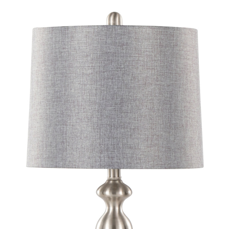 Lampe de table contemporaine en métal, Argent argent, Gris