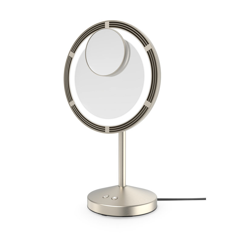 Conair Brushed Satin Nickel Lighted Fan Mirror | 1x & 10x Magnification
