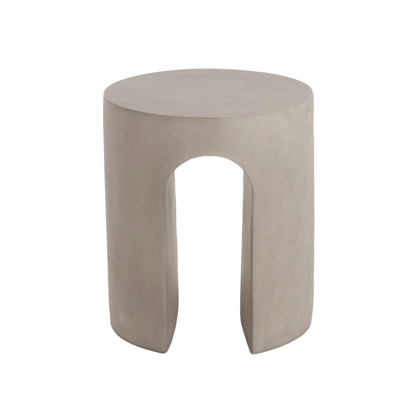 Outdoor Round With U-Shape Side Table, Light Grey