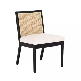 19.74'' H Linen Upholstered Cane Back Side Chair (Set of 2)