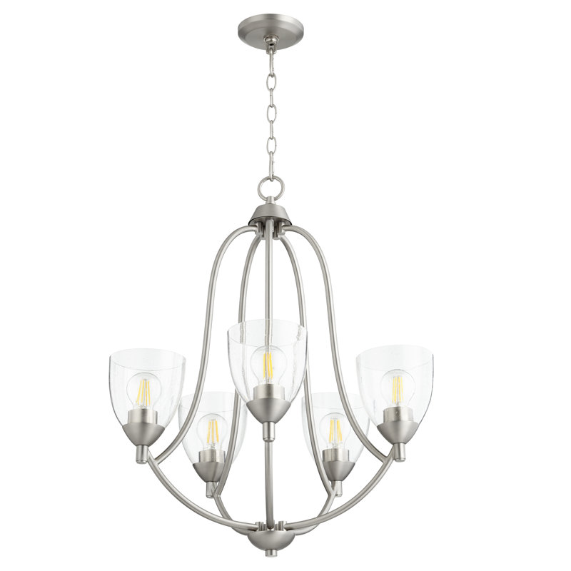 Lustre classique/traditionnel ombré 5 lumières Riordan, Nickel satiné