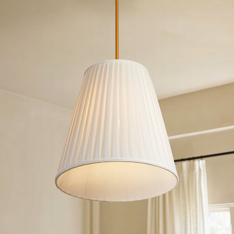 Elvaris 19" 1-Light Pleated White Fabric Pendant
