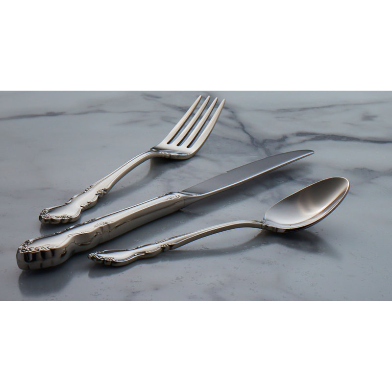 Dover 20-Piece Stainless Steel Flatware Set with Floral Design
