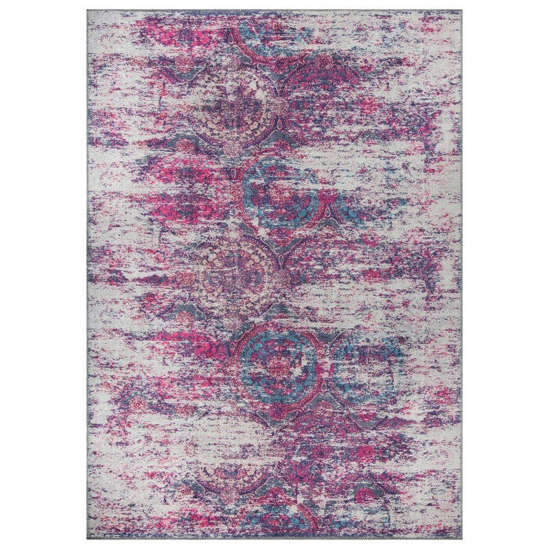 Luxurious Machine Washable Area Rug, 4.9 x 7.5 Feet, 100% Polyester, 1850 g/m², Pile Height: 0.2 inches | Eco-Friendly Recycled Poly Cotton Backing | Perfect for Living Room & Bedroom, Soft and Durable Design