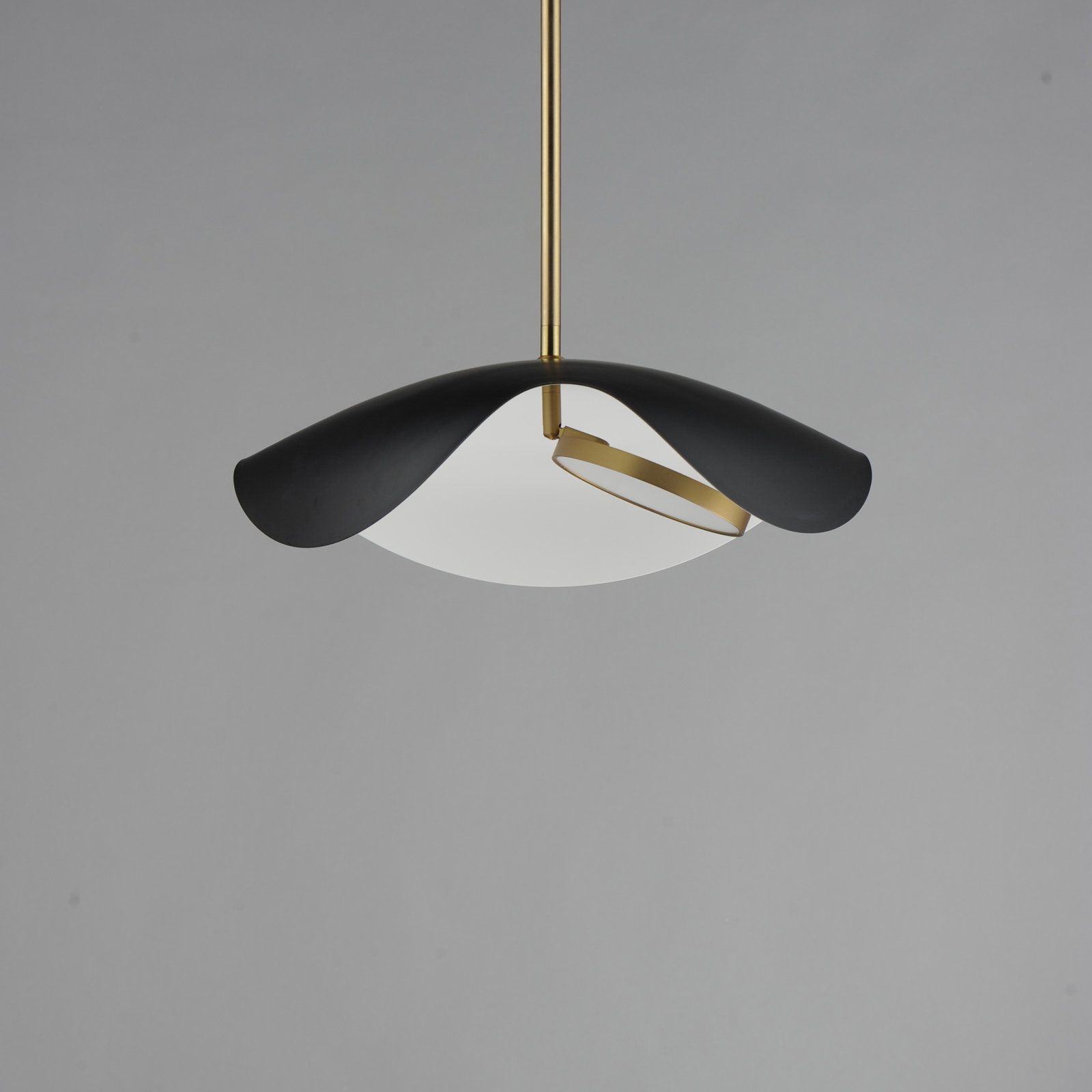 Hinton Single Light LED Pendant, Black/Gold