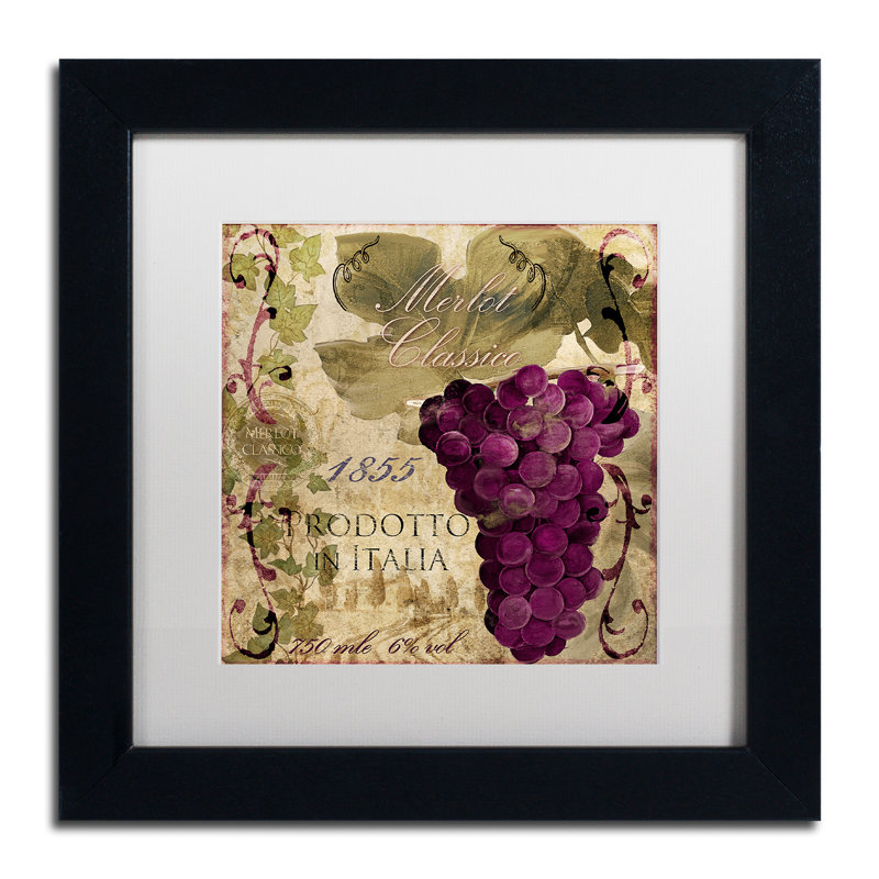« vino italiano i » par la pâtisserie couleur, affiche rétro encadrée, H 11 po x l 14 po x P 0,5 po, Cadre noir, Blanc