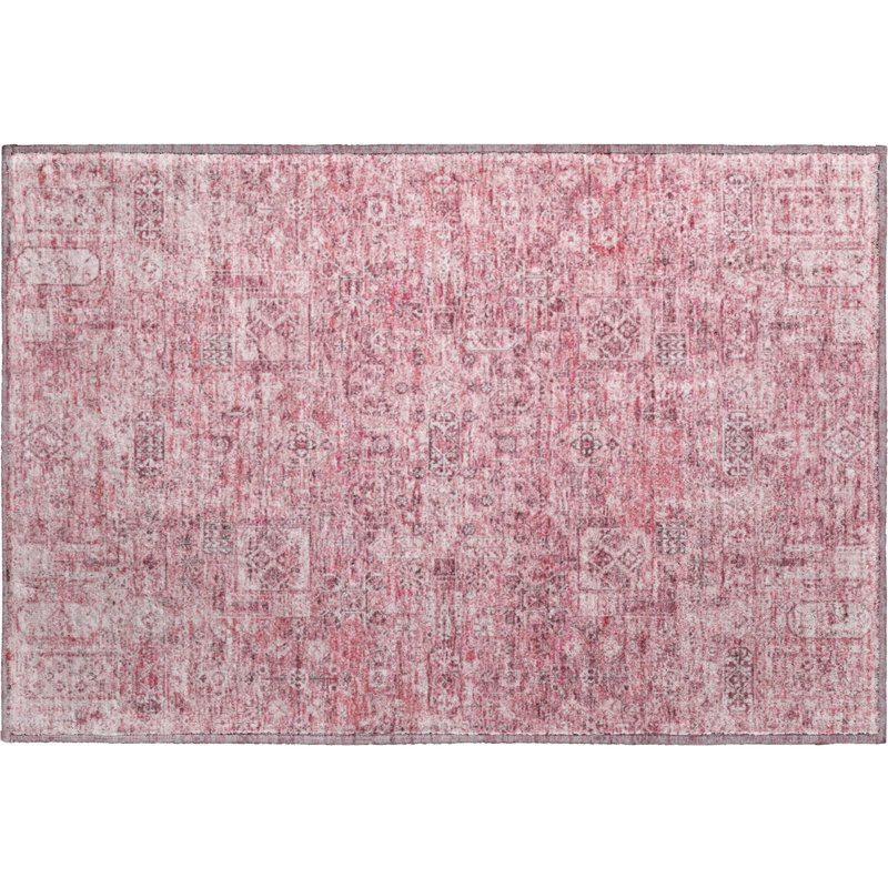 Premium Machine Washable Cerrito AMF611 Pink Runner Rug, Rectangle 1'8" x 2'6"