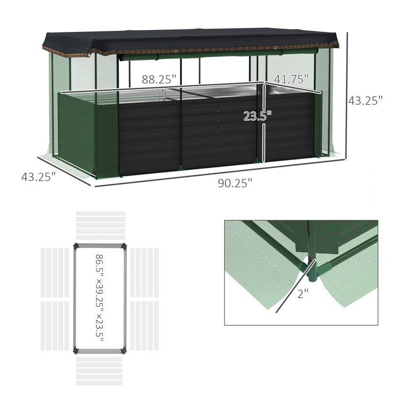 Jardinières en acier durable avec cage de protection et abat-jour