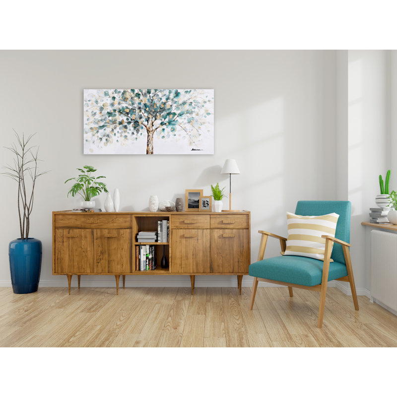 " Whispering Leaves: Elegant Tree Canvas Wall Art Print ", 24" H x 48" W x 2" D