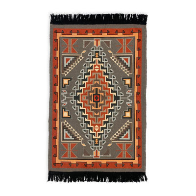 Jugnie Aztec Rugs For Living Room, Washable Rugs For Bedroom, Non-Slip Area Rug (Grey)