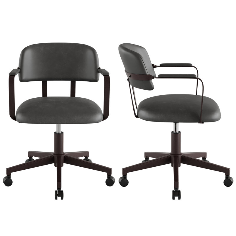 Mid Century Office Desk Chair, Black Gray